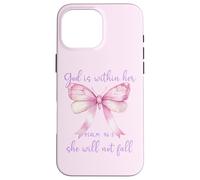 God is Within Her She Will Not Fall Pink Bow Girl Psalm 46:5 Carcasa para iPhone 16 Pro MAX