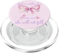 God is Within Her She Will Not Fall Pink Bow Girl Psalm 46:5 PopSockets PopGrip para MagSafe