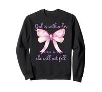 God is Within Her She Will Not Fall Pink Bow Girl Psalm 46:5 Sudadera