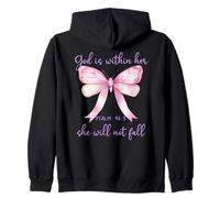 God is Within Her She Will Not Fall Pink Bow Girl Psalm 46:5 Sudadera con Capucha
