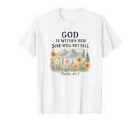 God Is Within Her She Will Not Fall Psalm 46:5 Watercolor Camiseta