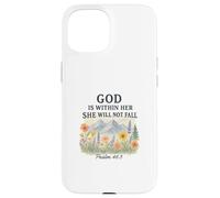 God Is Within Her She Will Not Fall Psalm 46:5 Watercolor Carcasa para iPhone 15