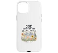God Is Within Her She Will Not Fall Psalm 46:5 Watercolor Carcasa para iPhone 15 Plus