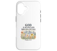 God Is Within Her She Will Not Fall Psalm 46:5 Watercolor Carcasa para iPhone 16