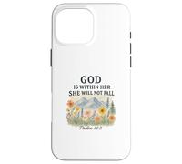 God Is Within Her She Will Not Fall Psalm 46:5 Watercolor Carcasa para iPhone 16 Pro MAX