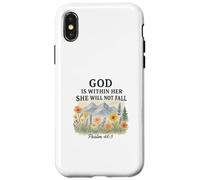 God Is Within Her She Will Not Fall Psalm 46:5 Watercolor Carcasa para iPhone X/XS