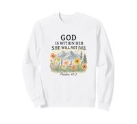 God Is Within Her She Will Not Fall Psalm 46:5 Watercolor Sudadera