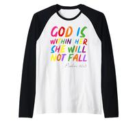 God is Within Her She Will Not Fall Shirt Camiseta Manga Raglan