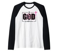 God is Within Me Will I Not Fall Pink Psalm 46:5 Bible Verse Camiseta Manga Raglan