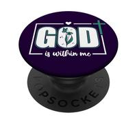 God is Within Me Will I Not Fall Psalm 46:5 Teal Bible Verse PopSockets PopGrip Adhesivo