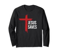 God Jesus Saves Sign Cross Christian Minimal Religious Faith Manga Larga