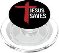 God Jesus Saves Sign Cross Christian Minimal Religious Faith PopSockets PopGrip para MagSafe
