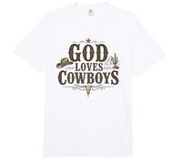 God Loves Cowboys Western Rodeo Country Faith Cowboy Comfort Colors Adult Heavyweight T-Shirt