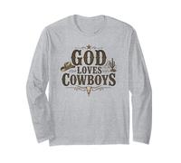God Loves Cowboys Western Rodeo Country Faith Cowboy Manga Larga