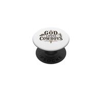 God Loves Cowboys Western Rodeo Country Faith Cowboy PopSockets PopGrip Adhesivo
