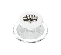 God Loves Cowboys Western Rodeo Country Faith Cowboy PopSockets PopGrip para MagSafe