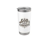 God Loves Cowboys Western Rodeo Country Faith Cowboy Vaso térmico de acero inoxidable de doble pared