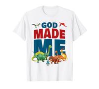 God Made Me - Christian Faith Kids Dinosaur Creation Camiseta