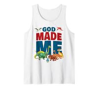 God Made Me - Christian Faith Kids Dinosaur Creation Camiseta sin Mangas