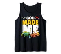 God Made Me - Christian Faith Kids Dinosaur Creation Camiseta sin Mangas