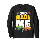 God Made Me - Christian Faith Kids Dinosaur Creation Manga Larga