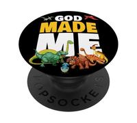 God Made Me - Christian Faith Kids Dinosaur Creation PopSockets PopGrip Adhesivo