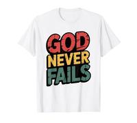 God Never Fails Camiseta gráfica económica, Hombre, Blanco, L