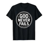 God Never Fails Camiseta gráfica económica, Hombre, Negro, S
