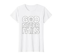 God Never Fails Camiseta gráfica económica, Mujer, Blanco, XL