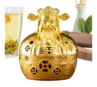 God of Wealth Statue, Alloy Fortune Incense Burner, Prosperity-Themed Desktop Ornament, 1.97x1.97x2.36 Inches, Symbolic Decorative Piece for Home Hotel Yoga Room Church Temple Patio