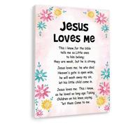God’s Love for Children Poster - “Jesus Loves Me” Inspirational Canvas Art, Christian Bedroom & Playroom Wall Decor for Kids (Framed,08x12inch(20x30cm))