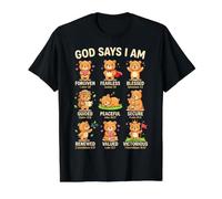 God Says I Am Bible Verse Christian Faith Bear Boys Girls Camiseta gráfica económica, Hombre, Negro, L