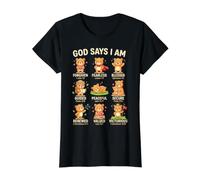 God Says I Am Bible Verse Christian Faith Bear Boys Girls Camiseta gráfica económica, Mujer, Negro, L