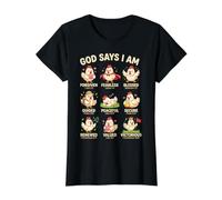 God Says I Am Bible Verse Christian Faith Chicken Boys Girls Camiseta gráfica económica, Mujer, Negro, L