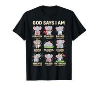 God Says I Am Bible Verse Christian Faith Elephant Camiseta gráfica económica, Hombre, Negro, L