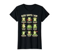 God Says I Am Bible Verse Christian Faith Frog Boys Girls Camiseta gráfica económica, Mujer, Negro, M