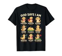 God Says I Am Bible Verse Christian Faith Golden Retriever Camiseta gráfica económica, Hombre, Negro, L