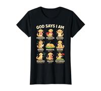 God Says I Am Bible Verse Christian Faith Golden Retriever Camiseta gráfica económica, Mujer, Negro, L