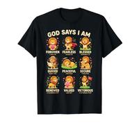 God Says I Am Bible Verse Christian Faith Lion Boys Girls Camiseta gráfica económica, Hombre, Negro, L