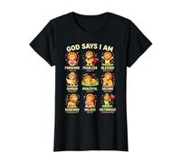 God Says I Am Bible Verse Christian Faith Lion Boys Girls Camiseta gráfica económica, Mujer, Negro, L