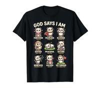 God Says I Am Bible Verse Christian Faith Panda Boys Girls Camiseta gráfica económica, Hombre, Negro, L