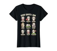 God Says I Am Bible Verse Christian Faith Panda Boys Girls Camiseta gráfica económica, Mujer, Negro, L