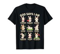 God Says I Am Bible Verse Christian Faith Rabbit Boys Girls Camiseta gráfica económica, Hombre, Negro, L