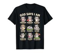 God Says I Am Bible Verse Christian Faith Raccoon Boys Girls Camiseta gráfica económica, Hombre, Negro, M