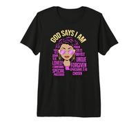 God Says I Am Black Queen Melanin Mujer Piel Marrón Sista GAL Camiseta Premium