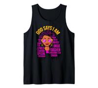 God Says I Am Black Queen Melanin Mujer Piel Marrón Sista GAL Camiseta sin Mangas