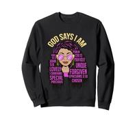 God Says I Am Black Queen Melanin Mujer Piel Marrón Sista GAL Sudadera