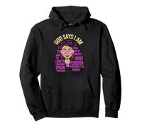 God Says I Am Black Queen Melanin Mujer Piel Marrón Sista GAL Sudadera con Capucha