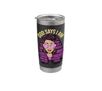 God Says I Am Black Queen Melanin Mujer Piel Marrón Sista Gal Vaso térmico de acero inoxidable de doble pared