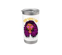 God Says I Am Black Queen Melanin Mujer Piel Marrón Sista Gal Vaso térmico de acero inoxidable de doble pared